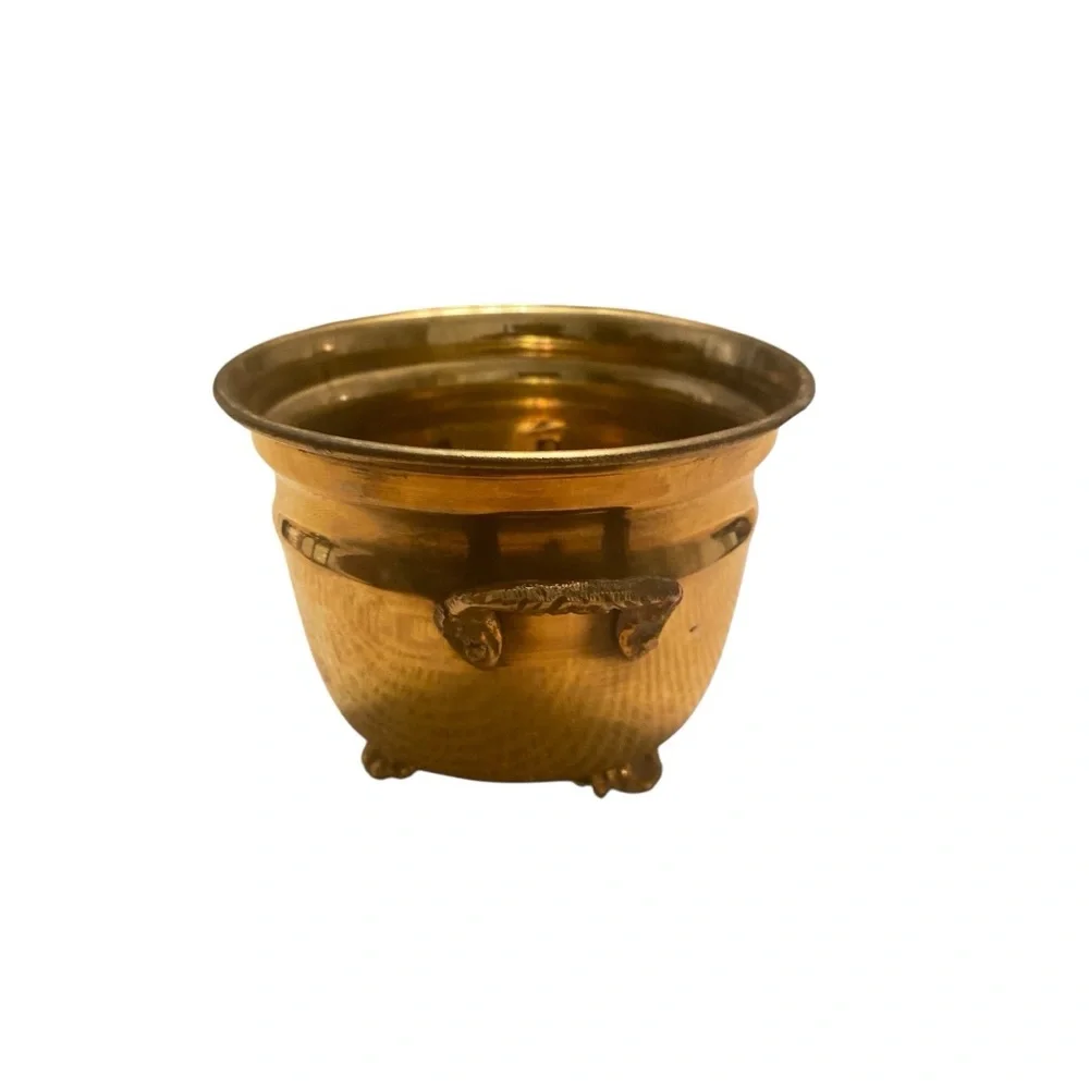 Vintage Brass Footed Planter Pot